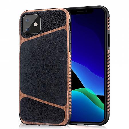 iPhone 11 Pro Holz Silikon Leder Cover Braun