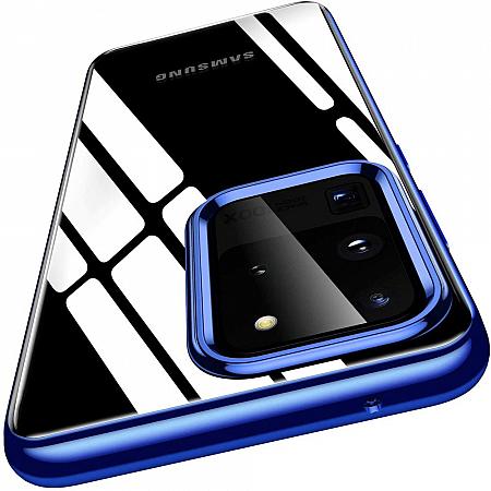 Handy Hülle für Samsung S20 Ultra Silikon Case Transparent, Blau