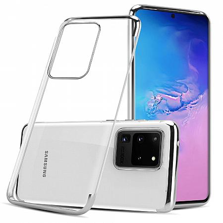 Handy Hülle für Samsung S20 Ultra Silikon Case Transparent, Silber