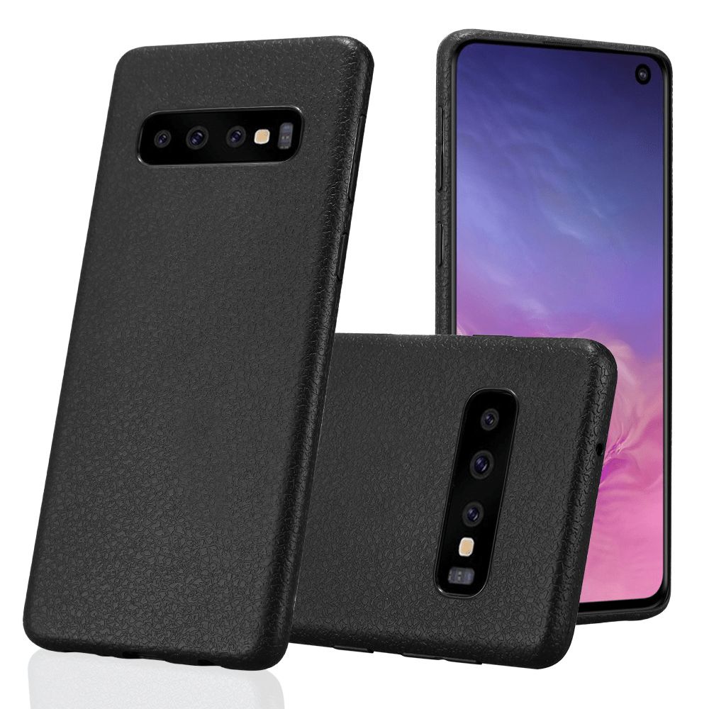 Samsung Galaxy S10 Silikon Leder Handyhuelle Schwarz