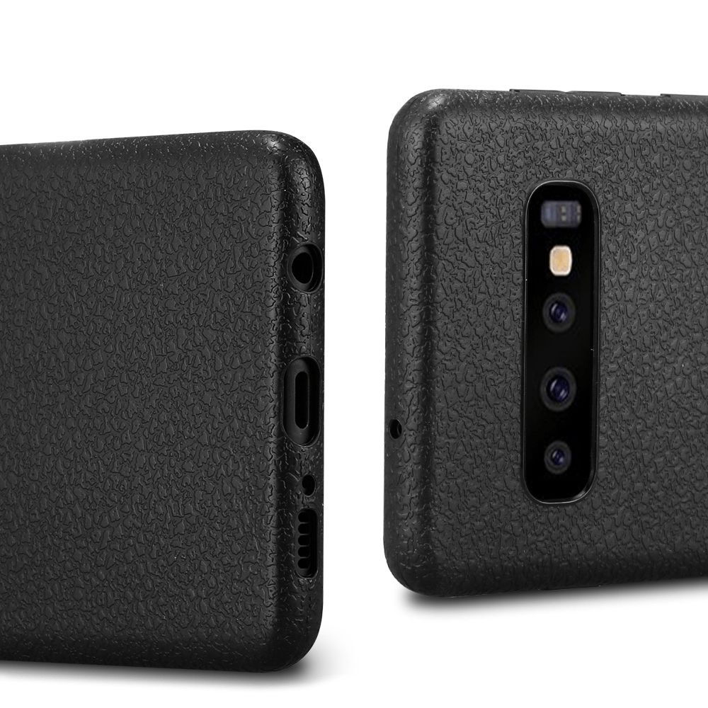 Samsung Galaxy S10 Silikon Leder huelle Schwarz