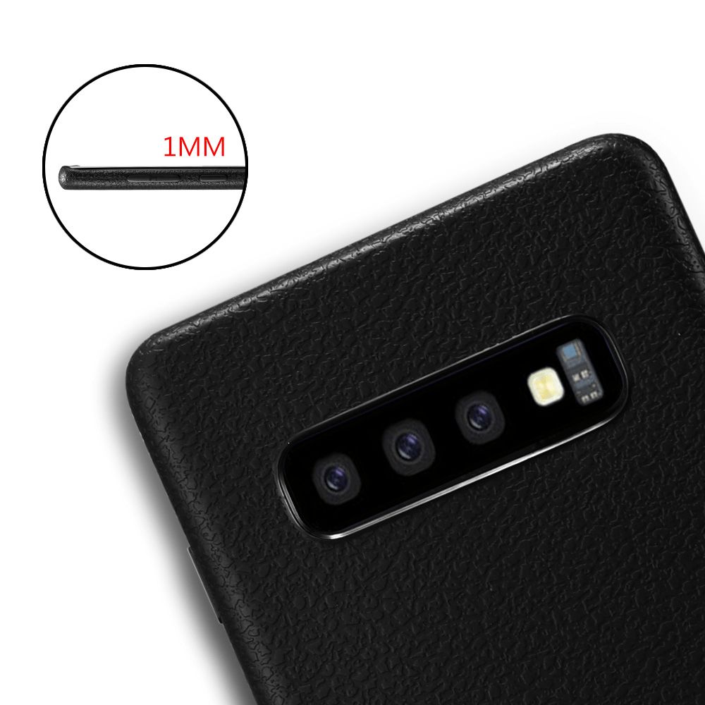 Samsung Galaxy S10 Plus Silikon Leder Case Schwarz