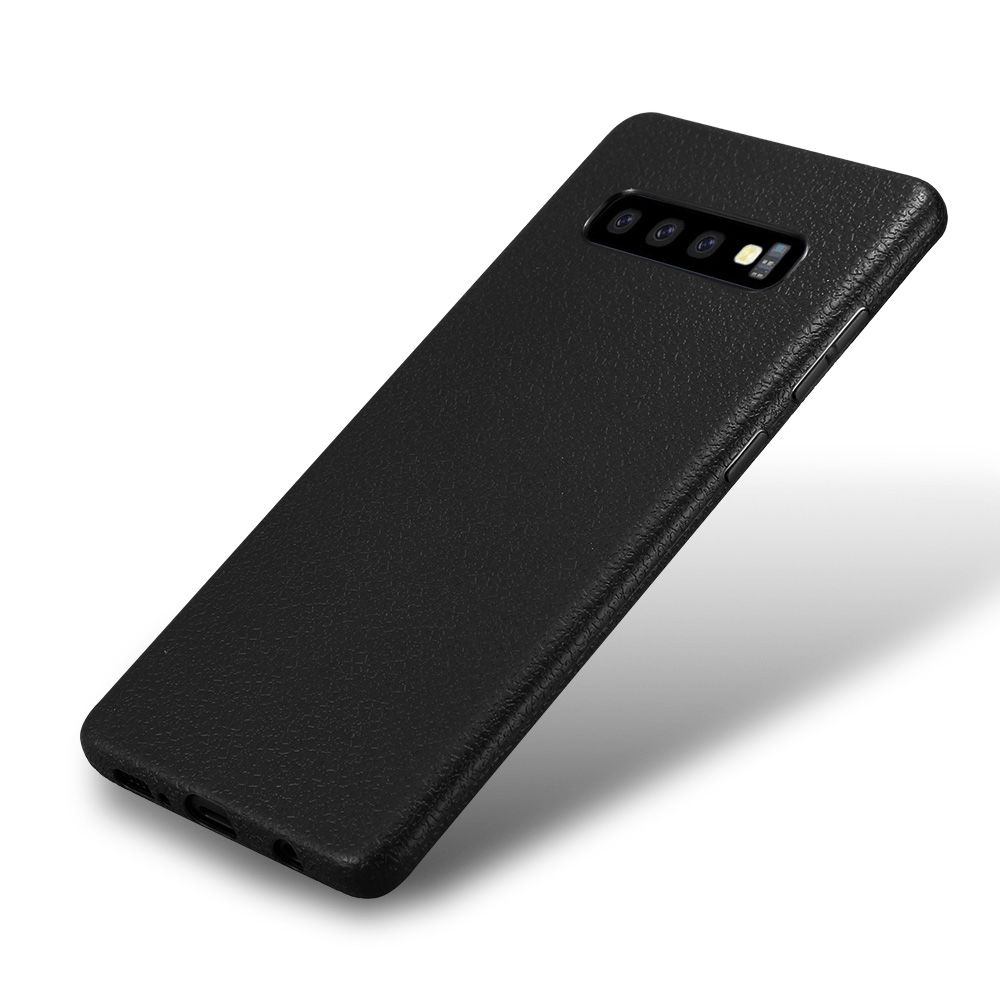 Samsung Galaxy S10 Plus Silikon Leder Cover Schwarz