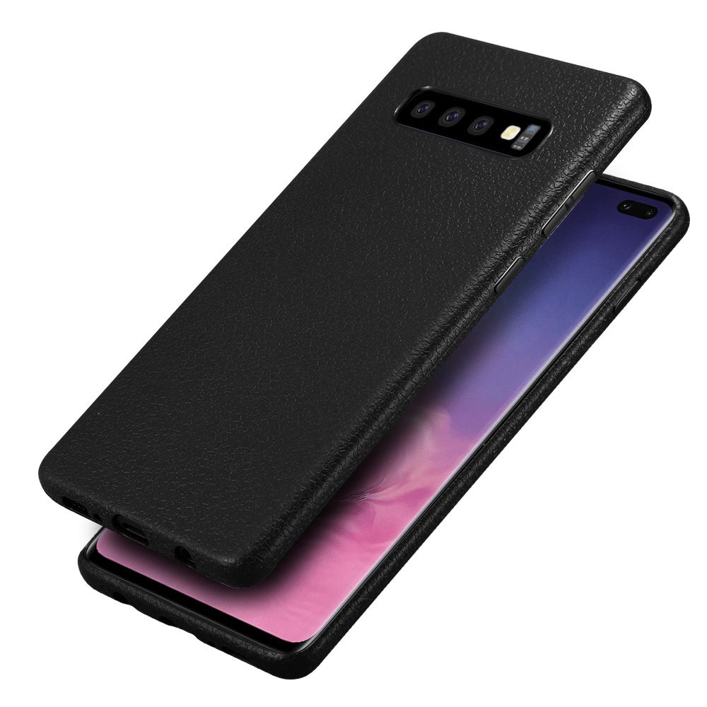 Samsung Galaxy S10 Plus Silikon Leder Tasche Schwarz