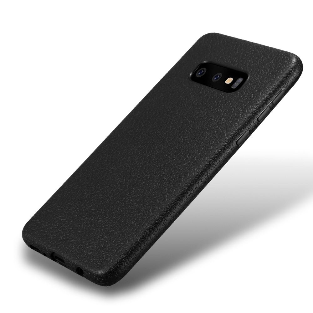 Samsung Galaxy S10e Silikon Leder Cover Schwarz