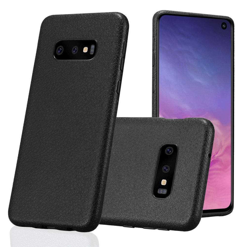 Samsung Galaxy S10e Silikon Leder Handyhuelle Schwarz