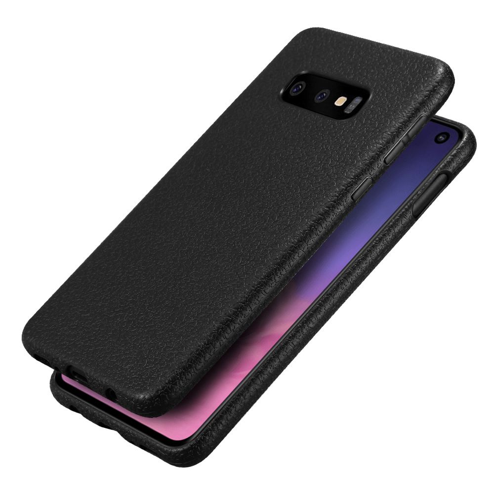 Samsung Galaxy S10e Silikon Leder Tasche Schwarz
