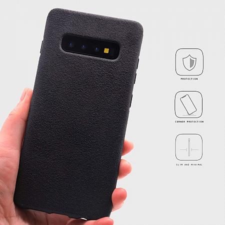Samsung Galaxy S10 Plus microfiber Schutzhuelle Schwarz