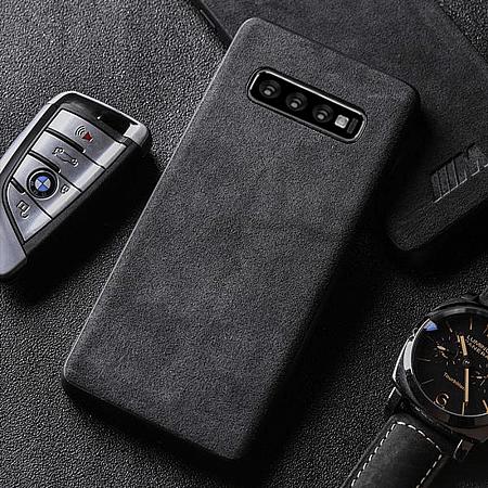 Samsung Galaxy S10 Plus wildleder microfaser Cover Schwarz