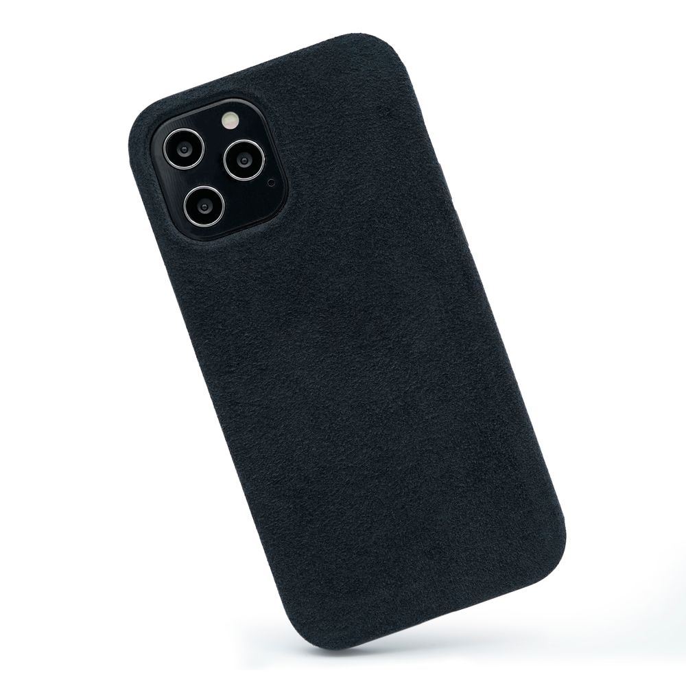 iPhone 12 pro max wildleder microfaser Case Schwarz huelle