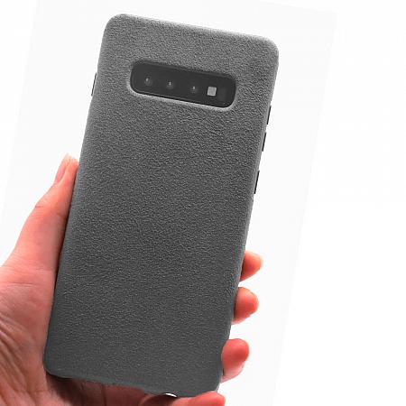 Samsung Galaxy S10 microfiber Handyhuelle Grau